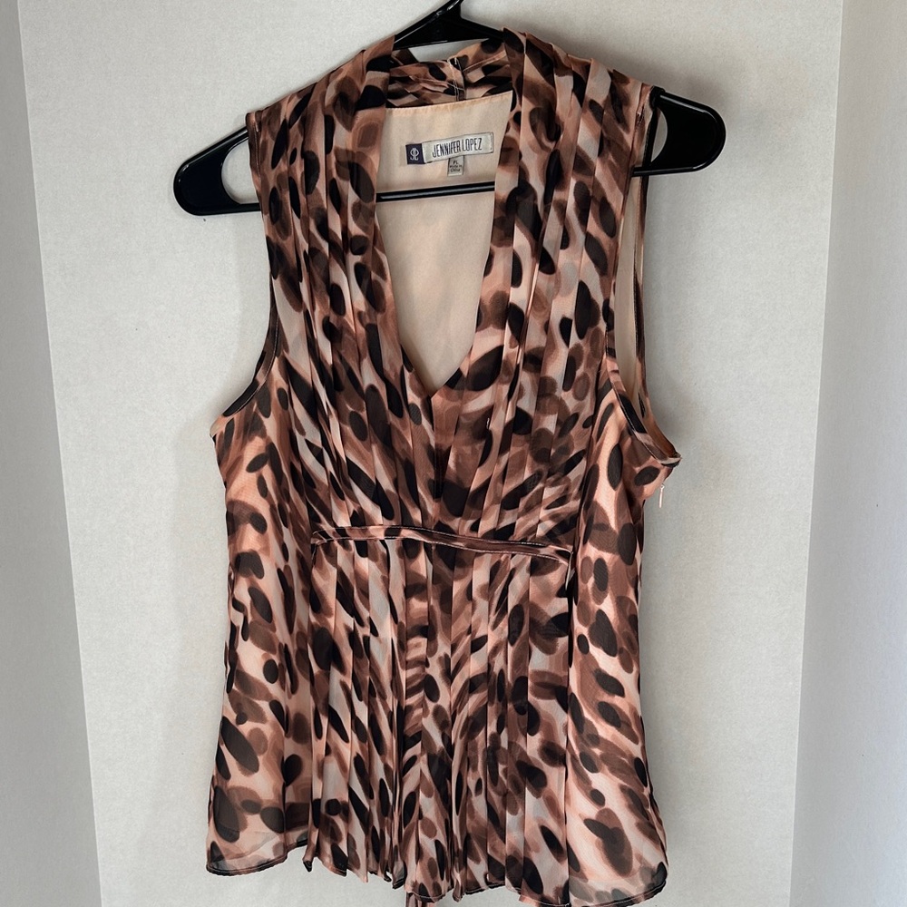 Jennifer Lopez animal print sleeveless shirt size large petite